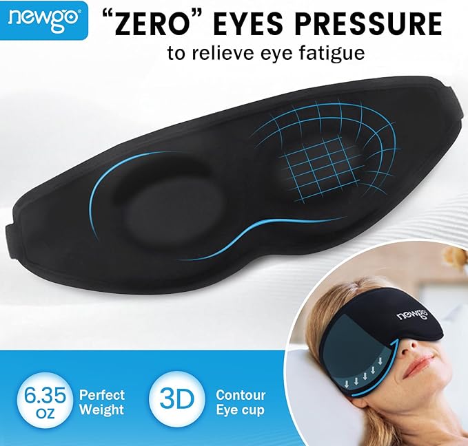 NEWGO Cooling Gel Eye Mask 3D Soft Cold Eye Mask, Eye Ice Pack with Zero Eye Pressure Hot Cold Therapy Blackout Sleep Mask for Puffiness, Dark Circles, Dry Eyes, Headaches and Stress Relief