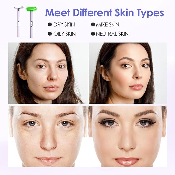 Led-Face-Wand-Light, Red Light Therapy for Face & Body Beauty Wand, Facial Massager for Face and Neck Tool for Skin Care Tool at Home (Purple)