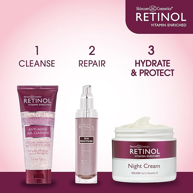 Retinol Skincare LdeL Cosmetics Night Cream Vitamins A + C + E Works While You Sleep to Reduce Fine Lines And Other Signs of Aging 1.7 Oz.