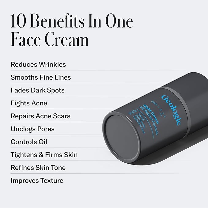 Geologie Retinol Anti-Aging Face Cream | Enhanced .2% Retinol Formula for Effective Results | Reduce Fine Lines & Wrinkles | Protect & Repair Skin With Hyaluronic Acid & Niacinamide | For Men & Women