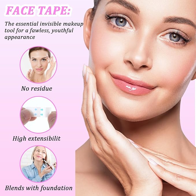 Sibba Face Tape 160 Pcs Invisible Lift Tapes Instant Tightening Sticker Portable Neck Patches Jowls Stickers Saggy Skin Strips Face Care Tape Clear Facical Tape for Double Chin Neck Wrinkle