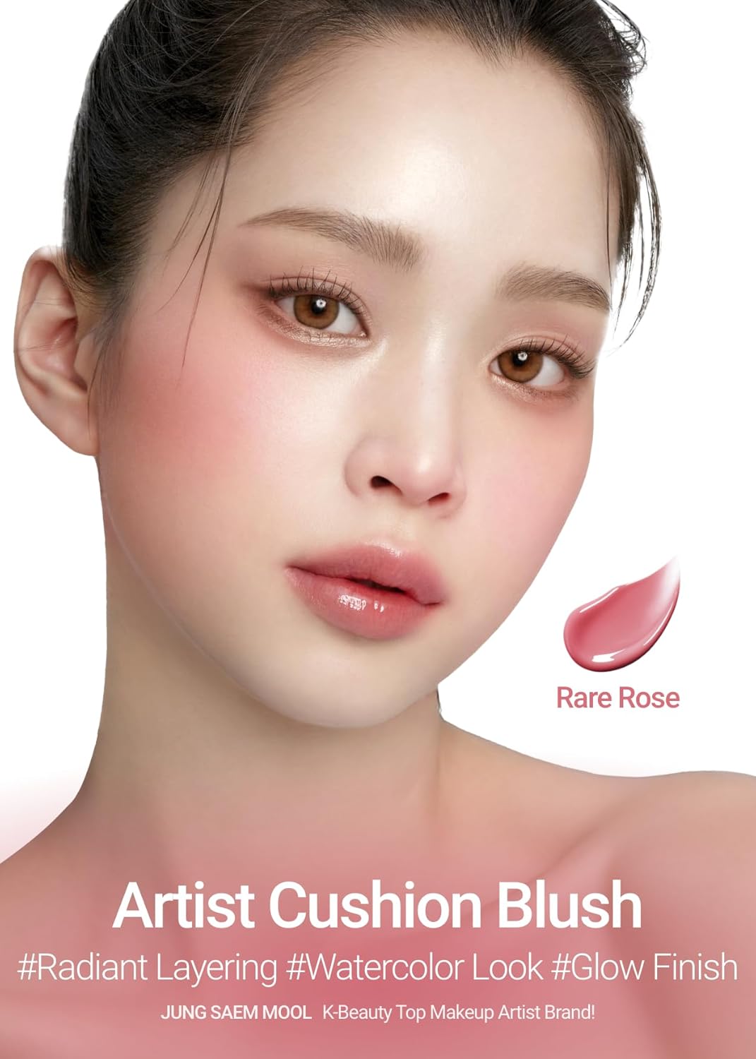 JUNGSAEMMOOL Artist Cushion Blush (Rare Rose) | Easy to Blend, Lightweight, Hydrating Korean Makeup Cushion Blush for Dewy & Glowing Cheeks