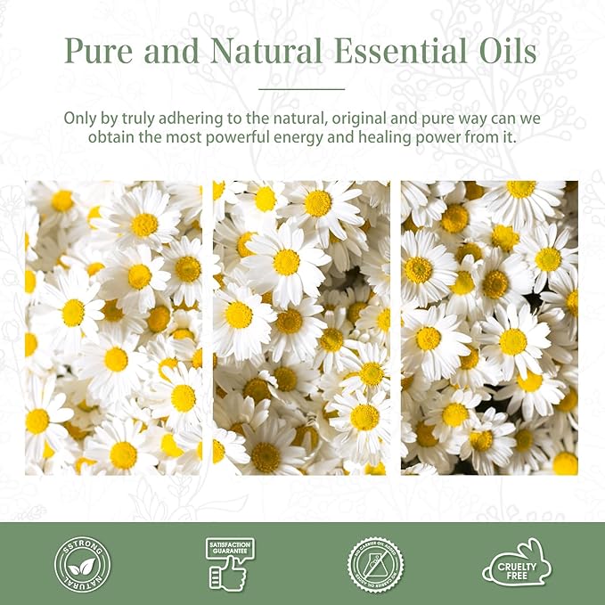 100ML Chamomile Essential Oil - 3.38FL.OZ Essential Oils for Diffusers for Home - Chamomile Oil Aromatherapy Oils with Glass Dropper