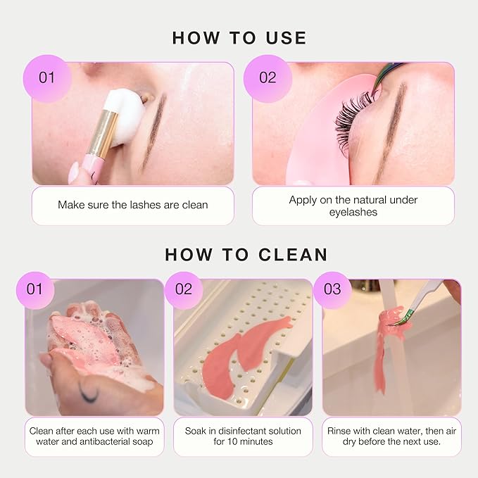 Curacoro Reusable Eye Pads, Silicone Under Eye Patches Lash Lift Cover Eyelash Extension | Soft Pads for Sensitive Skin during Eyelash Perm Lamination & Lash Extensions Remover (Black, Style 2)