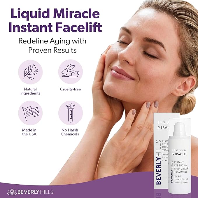 Beverly Hills Instant Facelift Anti Aging Eye Serum Treatment for Dark Circles, Puffy Eyes, Wrinkles, Under Eye Bags, Fine Lines, and Crows Feet | 30mL (120 Days Supply)