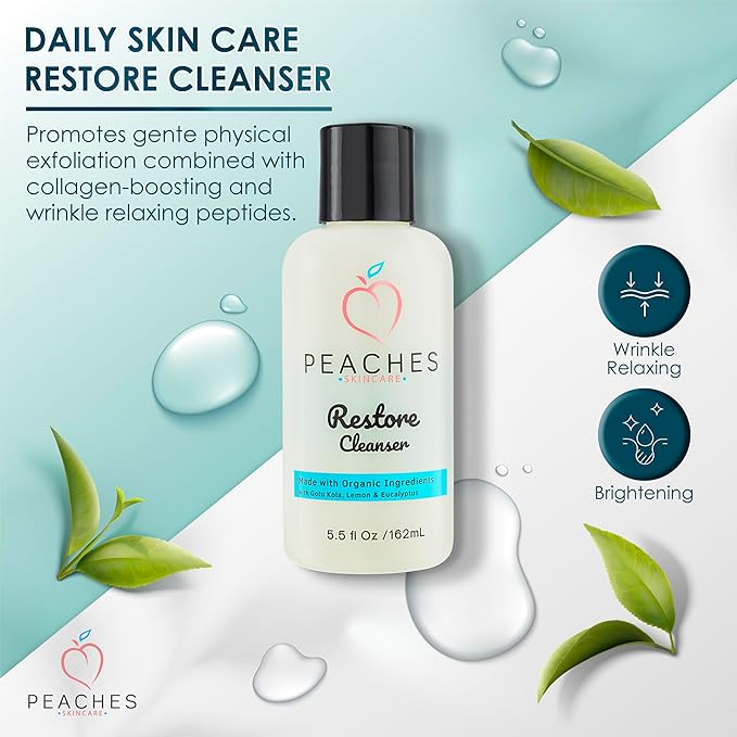 Post-Workout Vegan Face Wash with Gotu Kola, Lemongrass, and Eucalyptus – Refreshes and Cleanses Delicate Skin – Restore Cleanser (5.5 oz)