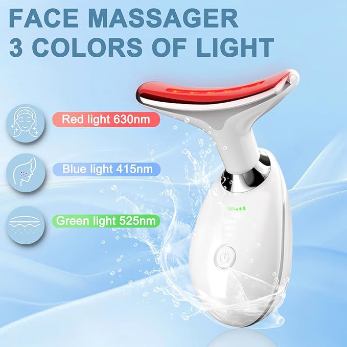 Facial and Neck Massage,3-in-1 Face Tool,Facial Beauty Device for Skin Care (White)