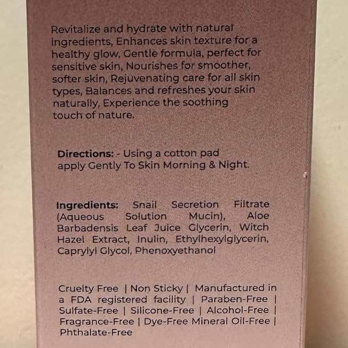 Snail Mucin Toner Skin Care, Korean Skin Care 96% Snail Mucin Serum for Face, Facial Skin Care Products for All Skin Types, 100ml Face Serum, baba de caracol original