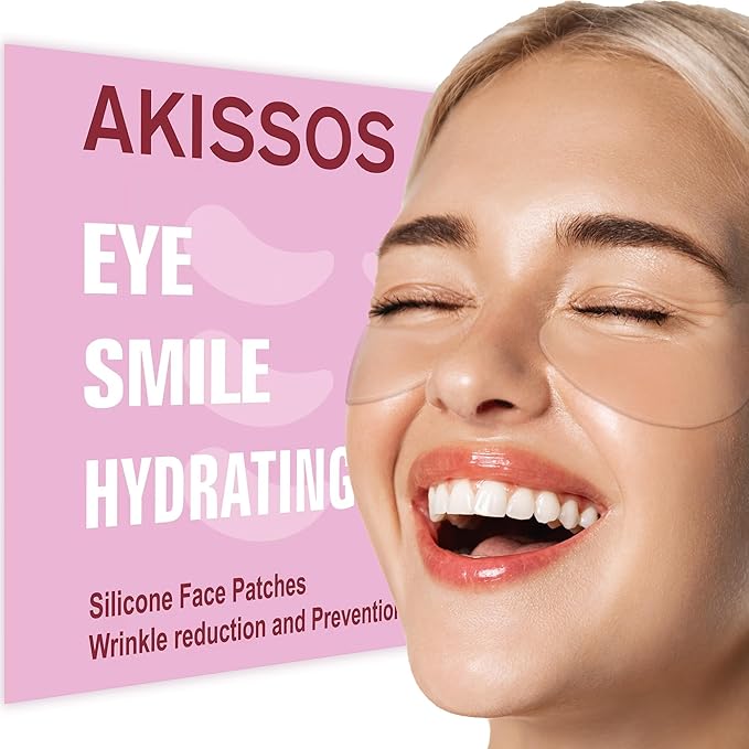 Akissos Under Eye Patches Silicone Reusable Eye Patches for Wrinkle, Puffiness Eyes, Dark Circles - Overnight Skin Facial Moisturizer Treatment for Men and Women - Smile Line Pads