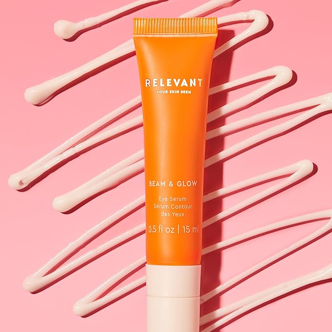Relevant Beam and Glow Eye Serum - Hydrating Serum for All Skin Types - Vegan Skincare with Shea Butter and Niacinamide - Gluten Free - 0.5 oz