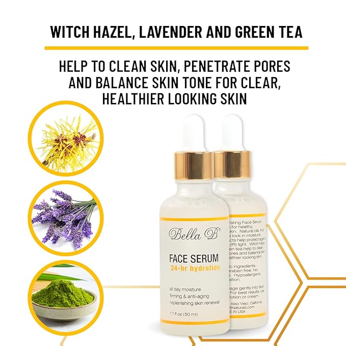 Bella B Face Serum 1.7 oz Bottle - Facial Glow - Pregnancy Skin Care - Pregnancy Safe - Healthy Beauty - Natural Face Serum - Anti Aging Serum for Skin - Organic Serum for Face