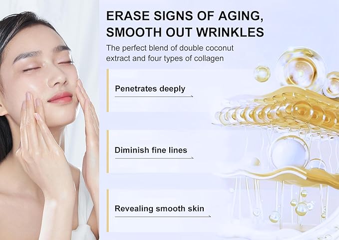 Coconut Collagen Serum For Face with Vitamin C - Anti Aging, Discoloration Correcting & Hydrating Serums - Hyaluronic Acid, Niacinamide & Bakuchiol - Vegan Dark Spot Remover - 1.08 Oz.