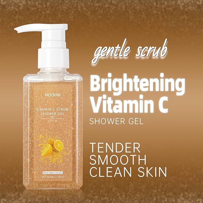 IREV 2-in-1 Body Wash & Body Scrub Vitamin C (11.3fl.oz), Gentle Exfoliating Scrub for Deep Cleansing, Effective on Acne & Dead Skin, Brighten & Moisturize Skin Polishes