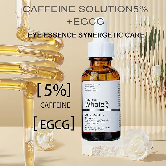 Thousand Whale caffeine solution 5%+egcg reduces appearance of eye contour pigmentation and of puffiness 30ml/1fl.oz