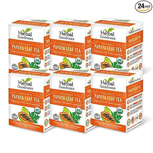 100% Organic Papaya Leaf Tea 24 Teabags Organic - Case of 6/24 Teabags
