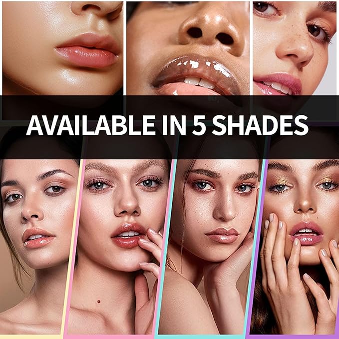 Plumping Lip Oil, Hydrating Gloss Tinted Lip Balm Transparent Lip Care, Big Brush Head Glitter Shine, Long Lasting Nourishing Non-sticky Fresh Texture(ROSEWOOD)