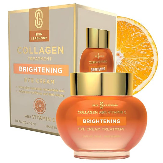 Collagen & Vitamin C Eye Cream - Hydrates, Reduces Puffiness & Dark Circles - Dermatologist Tested, Korean Skin Care for All Skin Types - 1.0 Fl. Oz