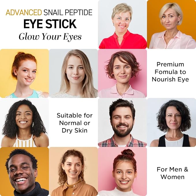 CITYGOO Eye Cream For Dark Circles: Eye Puffiness Under Eye Bags Treatment - Anti-Wrinkle (Snail Eye Stick 1 Count)