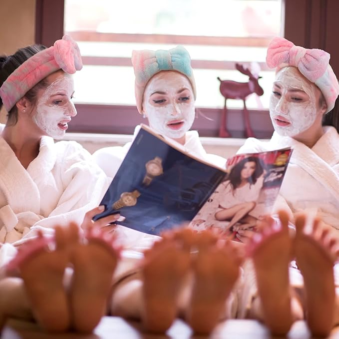 Kajaia 12 Pcs Sleepover Party Favors for Woman Plush Sleep Eye Mask Soft Spa Headband for Spa Birthday Bachelorette Slumber Party Supplies(Tie Dye)