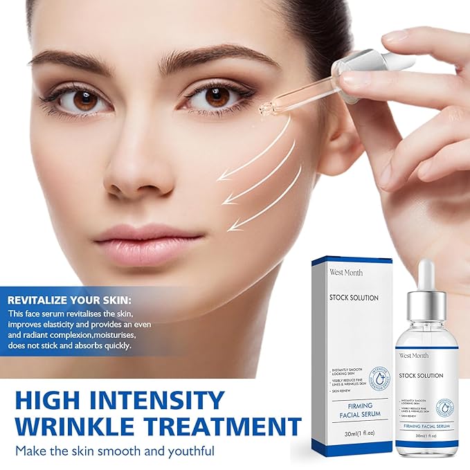 West Month Firming Facial Serum, Skincare Stock Solution, Stock Solution Facial Serum, Reduce Fine Lines Skin-Smooth Looking Skin, Deep Wrinkle Repair Serum, Suitable for All Skin Types(1PC)