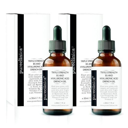 Triple Strength B5 (6.5%) and Hyaluronic Acid (4%) Drench Gel (w/Vit C 10% and E 2.5%) – 30ml / 1 fl oz (2 bottles)