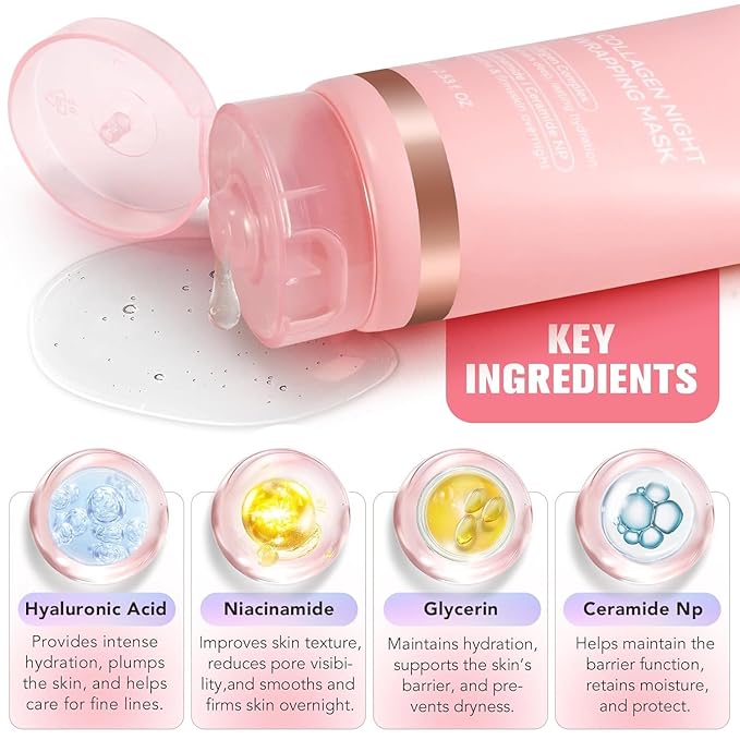 Collagen Night Wrapping Mask Peel-Off Overnight Collagen Face Mask (TWO PACK)