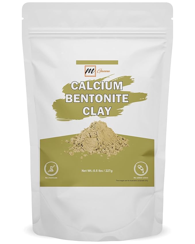 100% Natural Calcium Bentonite Clay Powder for Facial Masks, Creams, Body Wraps and Soap Making 0.5 LBS / 227 GMS