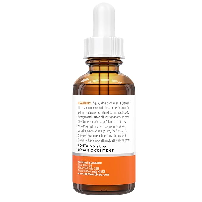 RENEW ACTIVES Vitamin C Serum - Brightening & Anti-Aging Formula - Reduces Dark Spots, Fine Lines & Wrinkles - Promotes Even Skin Tone - Hydrating & Antioxidant Protection - Made in Canada - 2 fl oz