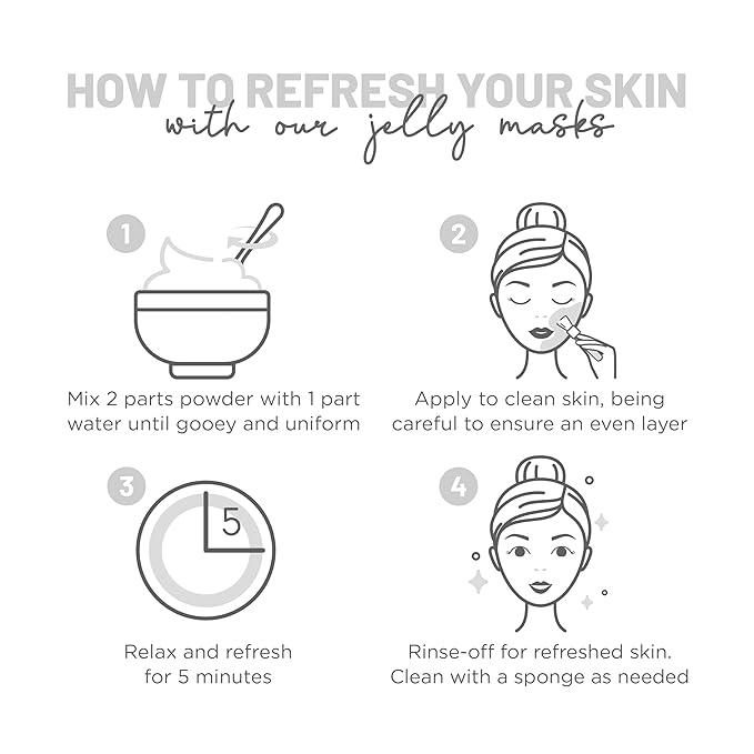 BRÜUN Jelly Mask Jar White Gold Glycolic AC AHA Peel-Off Face Care Rubber Mask | 23 fl oz Skin Care Moisturizing Gel Mask Jar Spa Set