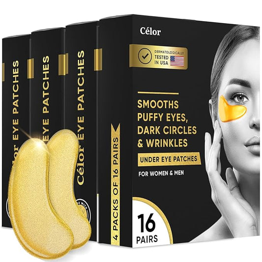 CÉLOR Under Eye Patches for Puffy Eyes and Dark Circles (64 Pairs) with Amino Acid & Collagen - Under Eye Masks Great for Bachelorette Party Favors, Swag Bag Stuffers, Spa Gifts for Women