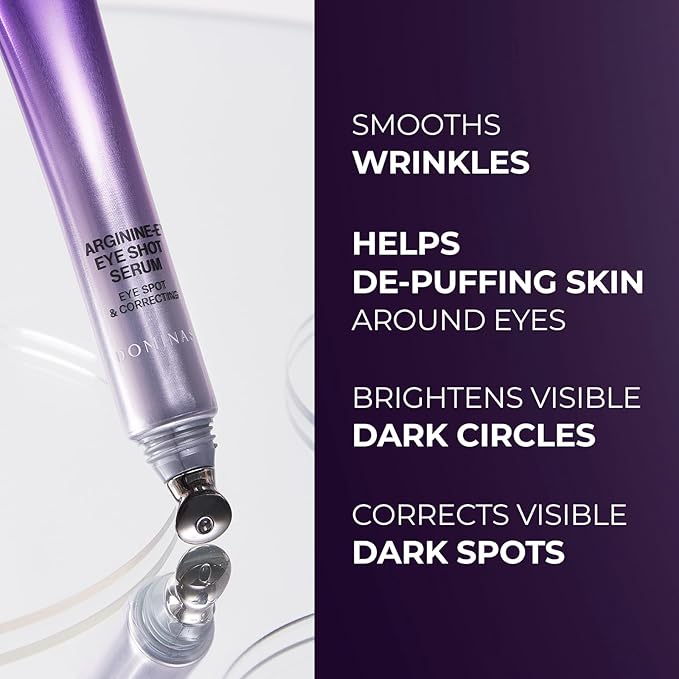 Atclinic Caffeine Eye Serum with Arginine-E & Vitamin E – Korean Eye Gel for Puffiness, Dark Circles, Fine Lines | Cooling Guasha Metal Tip (0.67 fl oz)