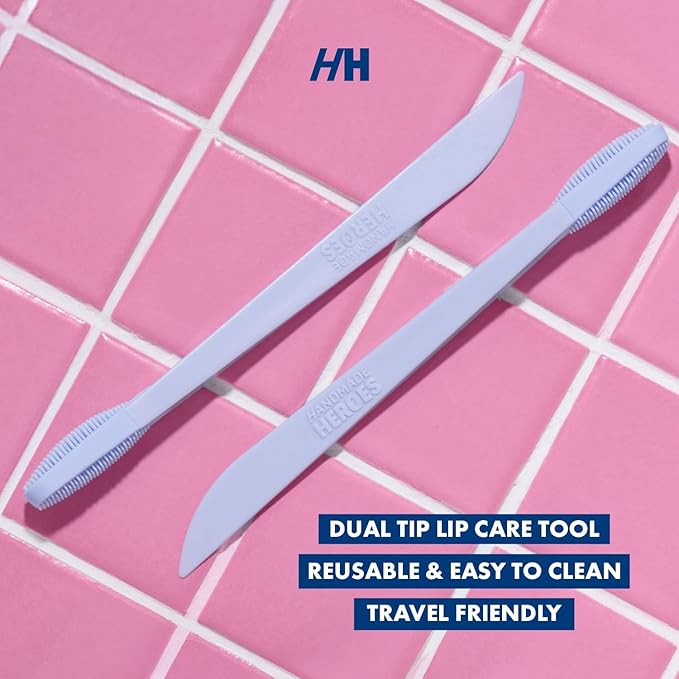 Handmade Heroes Lip Scrub, Reusable Lip Exfoliator - Gentle Exfoliant, Use with Sugar Lip Polish and Lip Exfoliator Scrubber for Chapped and Dry Lips 2pc