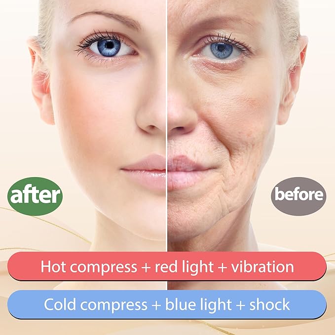 Upgraded Hot & Cold Dual Mode Face and Neck Beauty Massager, 7 in 1 LED Facial Sculptor, 7 Modes -Micro - Vibration - 7 Light -Heating -Ice Compress for Home Skin Care, Face Lift Device