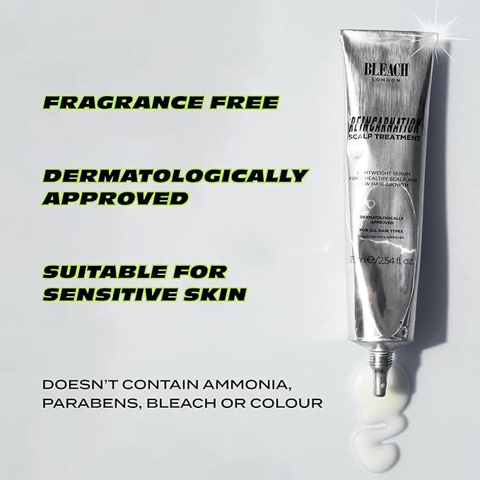 Bleach London Reincarnation Scalp Treatment - Microbiome Booster for Dry Scalps - Encourages Hair Growth - For Sensitive Skin - Fragrance Free - Dermatologically Approved - Vegan PETA-Approved - 75ml