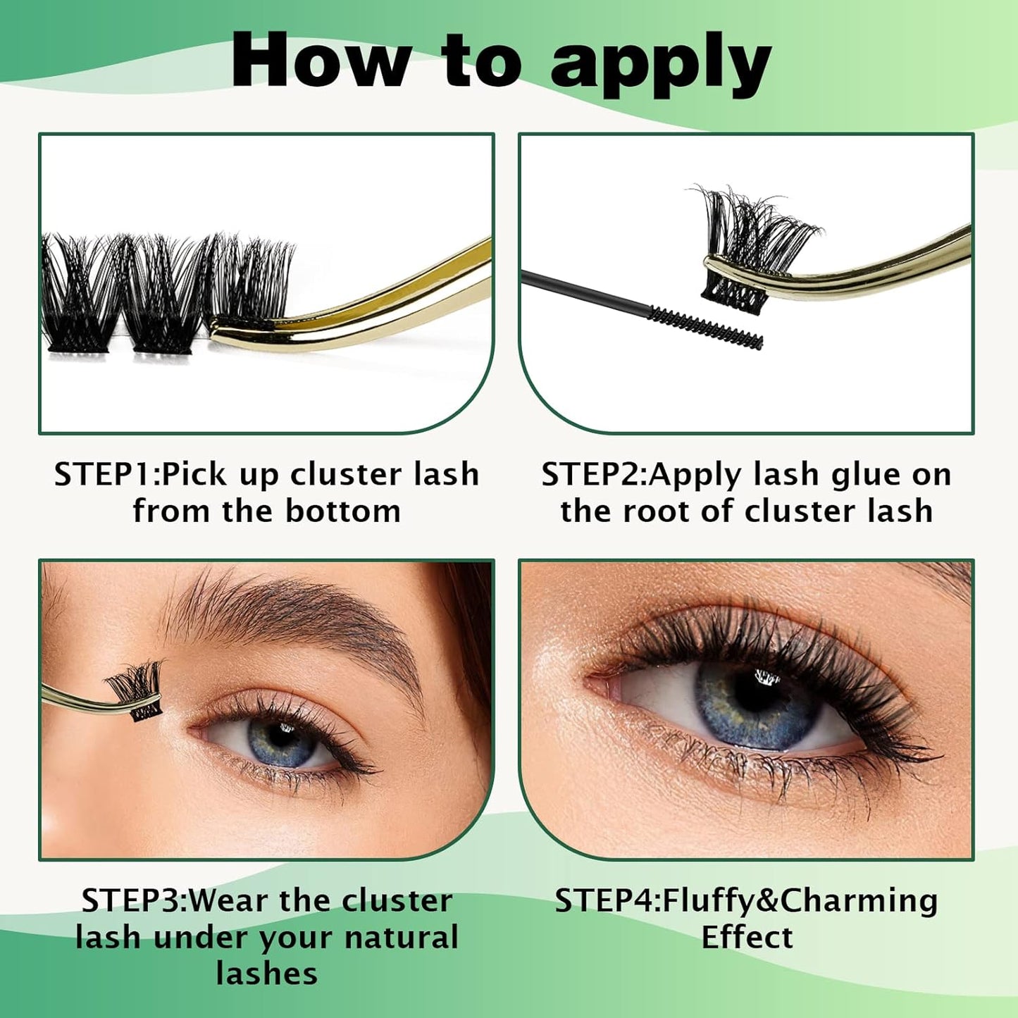 Lash Clusters 96pcs Individual Lashes Y02 D Curl 16mm Eyelash Clusters KEYYOU Volume Wispy Lash Extension Soft&Comfortable Easy DIY at Home(Y02,D-16mm)