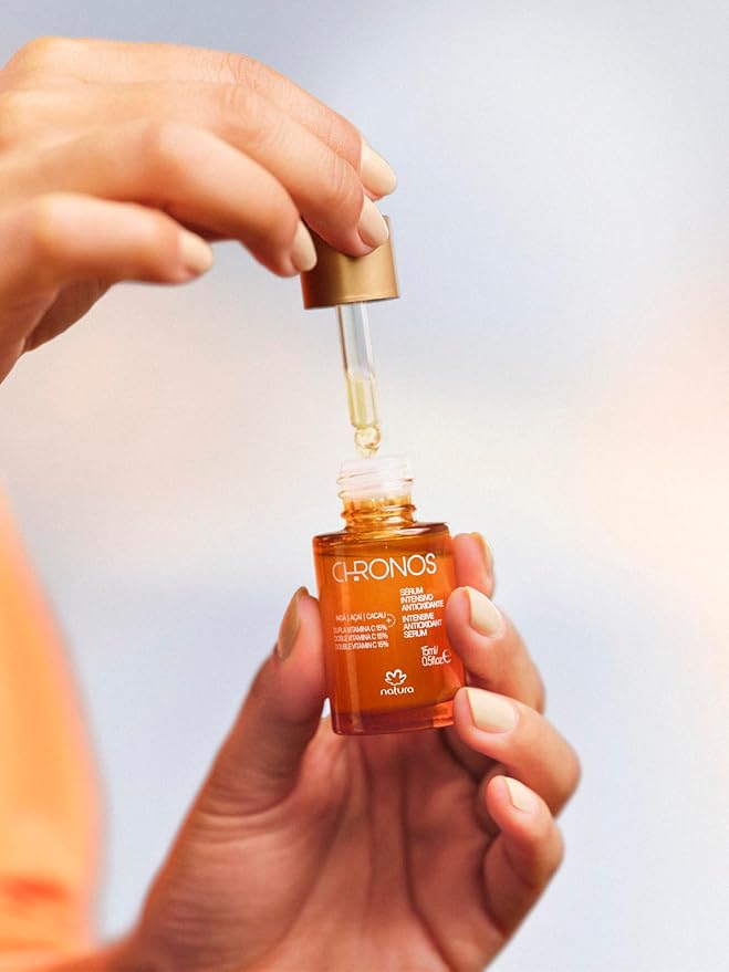 natura - Chronos Intensive Anti-Oxidant Serum - Brightening 15% Vitamin C Serum - Protects from Oxidation with Inga, Açaí & Cacau - Stimulates Collagen Vegan & Cruelty-Free Skincare - 15ml