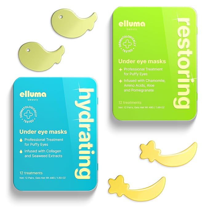 Under Eye Patches – 24 Hydrogel Pads, Hydrating & Restoring Sets with Seaweed and Chamomile