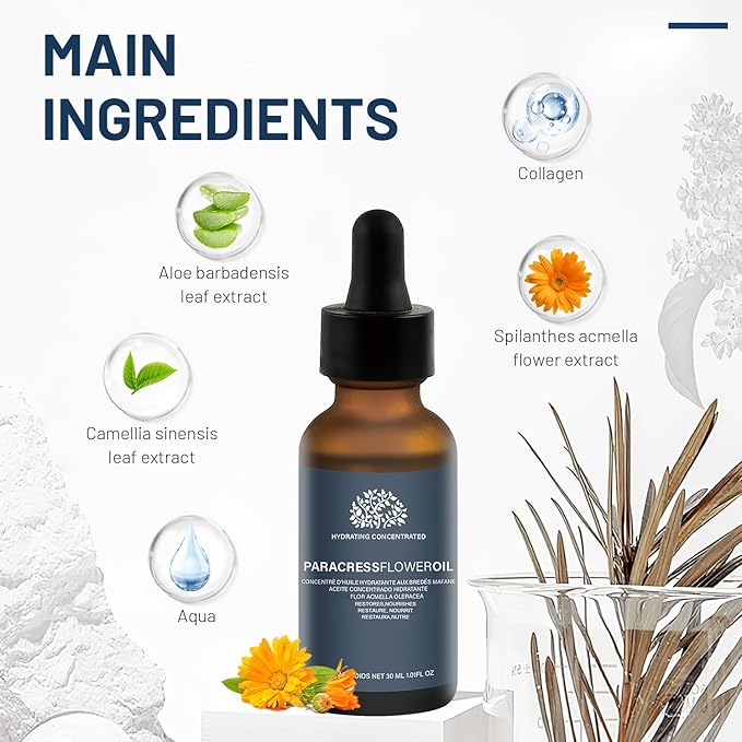 2PCS Paracress Facial Oil, Paracress Oil,Natural Paracress Extract Oil,Paracress Facial Serum Organic, Reduce Smooth Fine Lines and Wrinkles,for All Skin Types