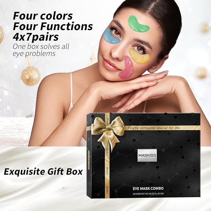 Under Eye Patches (28 Pairs), 4 Colors Eye Masks Gift Set for Dark Circles Puffy Eyes, Undereye Bags and Wrinkles Puffiness, Skin Care Gift Set for Bachelorette Party Favors