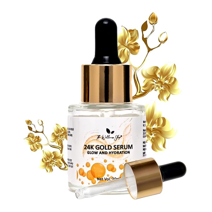The Wellness Shop - 24K Gold Serum For Glow & Hydration- Water Based | For All Skin Types | Promotes Cell Regeneration | Reduces Wrinkles | No Side Effects | For Men & Women | (20ml / 0.67 fl oz)