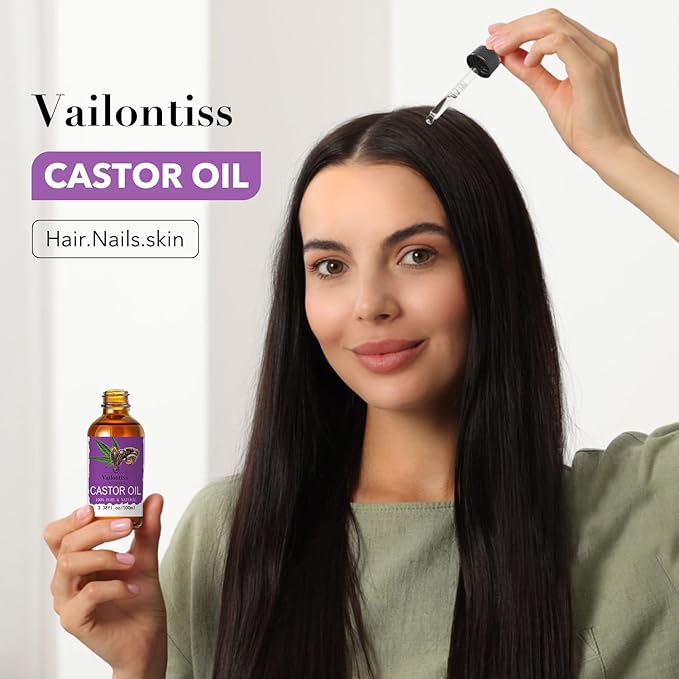 Castor Oil - Carrier Oil for Hair Growth, Relaxing Massage and Body Oil, Castor Oil for All Hair Types and Skin (Castor Oil, 3.4 Fl Oz)