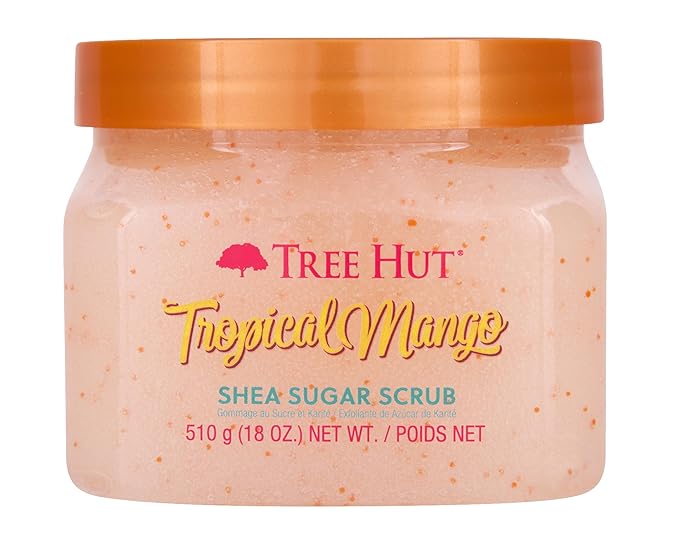 Tree Hut Shea Sugar Scrub Tropical Mango, 18oz, Ultra Hydrating and Exfoliating Scrub for Nourishing Essential Body Care