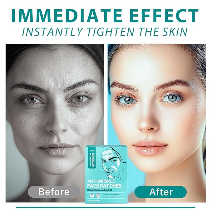 Facial Wrinkle Patches, 160pcs Silicone Anti Wrinkle Patches, Anti-Wrinkle Face Patches for Reducing Fine Lines and Lifting Forehead Eyes Mouth Skin