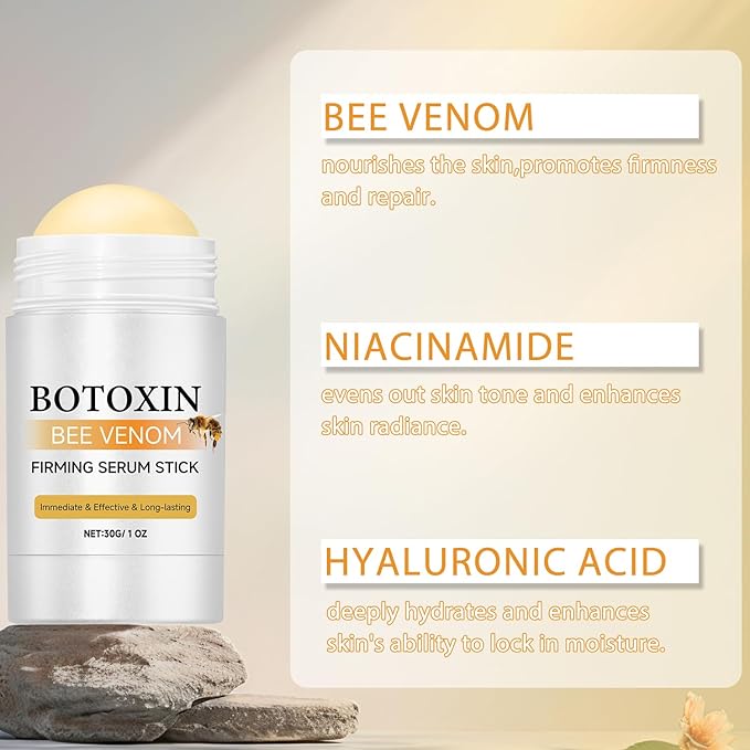 Botox Bee Venom Firming Serum Stick 30g, Bee Venom Wrinkle Removal Serum Stick, Firming & Wrinkle-Reducing Cream, Hydrates & Nourishes Skin Firming Cream For Face and Body