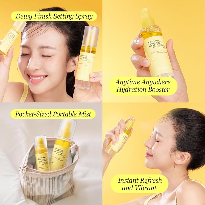 Vita C Mist, Glow Mist for Dewy Skin, Makeup Setting Spray for face, Korean Skin Care, Vegan, 3.38 Fl Oz