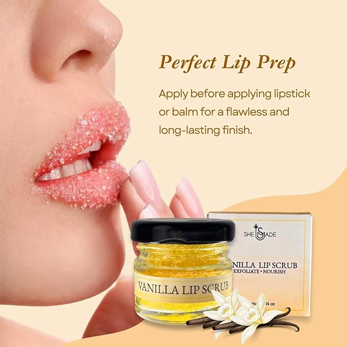 Sugar Lip Scrub Exfoliate & Nourish - 0.88Oz/25gm Coconut & Vanilla Essential Oil - Natural Moisturizer Exfoliator Lipcare Scrubber -Smoothing Lips Scrubs for Girls, Women Valentine Day Gifts