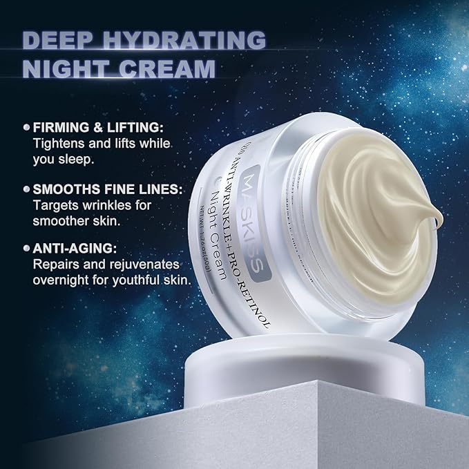 Q10 Anti-Wrinkle Night Cream + Pro-Retinol, Unscented Anti-Aging Face Moisturizer for Sensitive Skin, Firming Face and Neck Cream, 1.76 Oz Jar