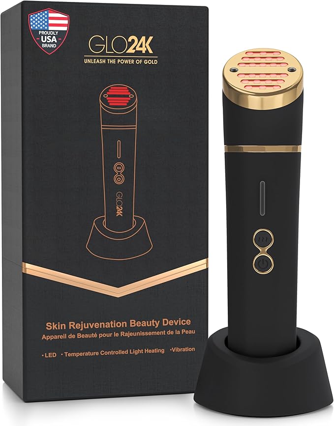 GLO24K Beauty Device for the Face. Based on Triple Action L E D, Thermal, and Vibration Technologies.