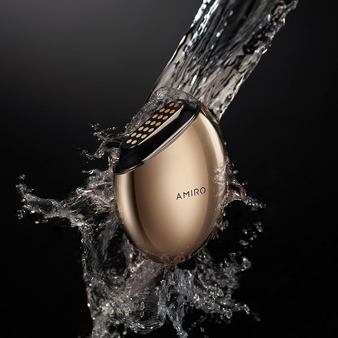 AMIRO S1 Skincare Facial Device, Stamp-Style Elasticity Boosting Tool with 19-Dot Matrix Heads for at-Home Skin Smoothing - Gold