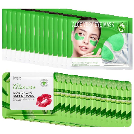 30 Pairs Lip Masks & Eye Mask - Aloe Vera Under Eye Patches for Women - Moisturizing Lip Mask for Women - Firming Eye Patches for Puffy Eyes and Dark Circles - Under Eye mask Easter Basket